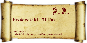 Hrabovszki Milán névjegykártya